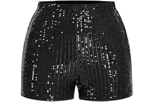 SOLY HUX Pantaloncini da donna con paillette, pantaloncini corti con brillantini, per il tempo libero