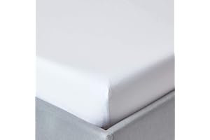 HOMESCAPES Białe głębokie prześcieradło z gumką (30,5 cm) Super King 200 TC 400 wątków odpowiednik czystej egipskiej bawełny prześcieradło z w pełni elastyczną spódnicą