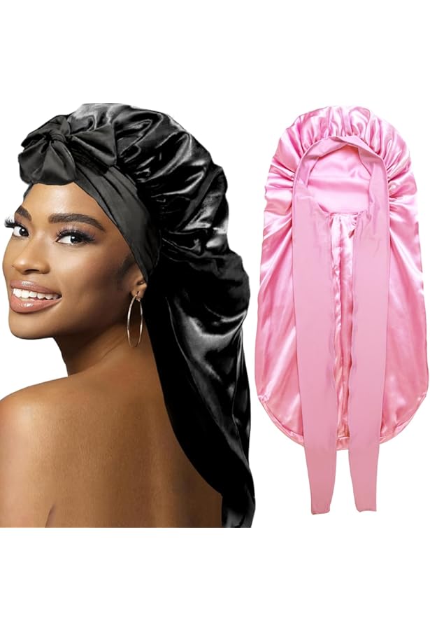 Bonnet En Soie Abeillo Bonnets De Sommeil En Soie Pour Femme, 1 Bonnet De Nuit Réglable En Satin Doux Avec Bande élastique Pour Dormir, Bonnet De Cheveux Avec Bandeau à Nouer Pour