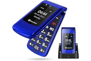 SweetLink F2PLUS 2G Téléphone Portable à Clapet Téléphone Portable Senior avec Gros Boutons, Fonction d'appel d'urgence SOS, Batterie 1000 mAh, Lampe de poche, Radio FM, écran Couleur 2,4 Pouces, Bleu