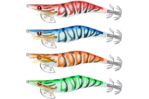 MAGISEL Crevettes Lumineuses Calmar Jig Leurres De Pêche en Mer, Appâts de Pêch/e Calmar, Appât Set, Turlutte a Calamar, Crevette Leurre Fausse pour la Pêc/he des Pieuvre, Seiches et Calamar