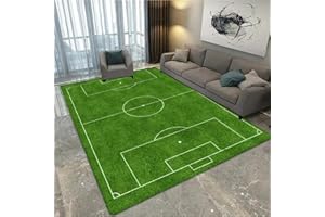 PEIHUODAN Football Pitch Carpet for Boys Bedroom Teenager Kids Men 3d Football Sports Print Theme Rugs Bedroom Living Room Decorations Floor Mat Washable Non-Slip Gaming Rugs (Football field,80x120cm)