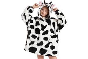 Wenlia Sudadera Manta para Niñas, Sherpa Hoodie Sudadera Manta de Forro con Capucha de Gran tamaño, súper cálida Linda Sudadera con Bolsillo y Mangas, Talla única de 7 a 13 años