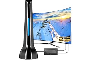 DGUPSP Antenna TV Interna, 4K HD Antenna TV Interna Amplificata Potente con Amplificatore, DVB-T/DVB-T 2 Antenna Digitale Terrestre Interno ed Esterno, Supporta VHF/UHF/FM per Fire TV ed Tutta la Vecchia TV