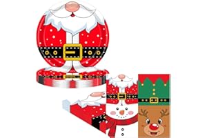 RONGZUBAT 40Pcs Christmas Snowman Paper Plates and Napkins Party Tableware Set,Snowman Paper Dessert Cake Plates Deer Santa Serviettes Disposable Tableware Set for Christmas Party Dinner Table Decor