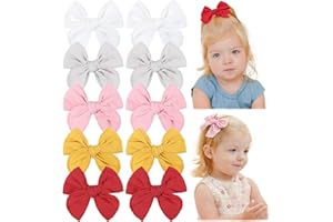 Jollybows 10 Pezzi Fiocchi Capelli Bambina, Mollette Capelli Bambina Completamente Foderato Alligatore Clip Accessori per Capelli per Bambini Bambine (3,5 Pollici / 8,9 cm)