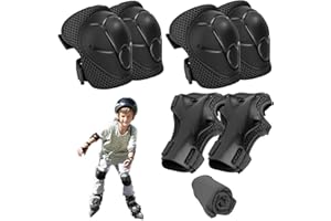 CARPLUSSTUDIO Kids Knee and Elbow Pads - 7 PCS Adjustable Protective Gear Set for Children, Includes Knee Pads, Elbow Pads, Wrist Pads and Cooling Towel, Perfect for Skateboarding, Roller Skating and Biking