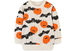 imKutie Kids Halloween Jumpers Toddler Boys Girls Sweatshirts Cartoon Pumpkin Bat Long Sleeve Pullover Jumper Shirt Tops for 1-7 Years