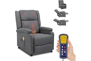 ‎LEADZM LEADZM Fernsehsessel Relaxsessel Ruhesessel, Elektrische Massage und Heizung, manuell verstellbare Rückenlehnenneigung,Liegesessel bis 120kg Einzelsofa