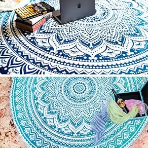 Amazon.de: Folkuture Ser aus 2 runden Ombre-Mandala-Wandteppiche im