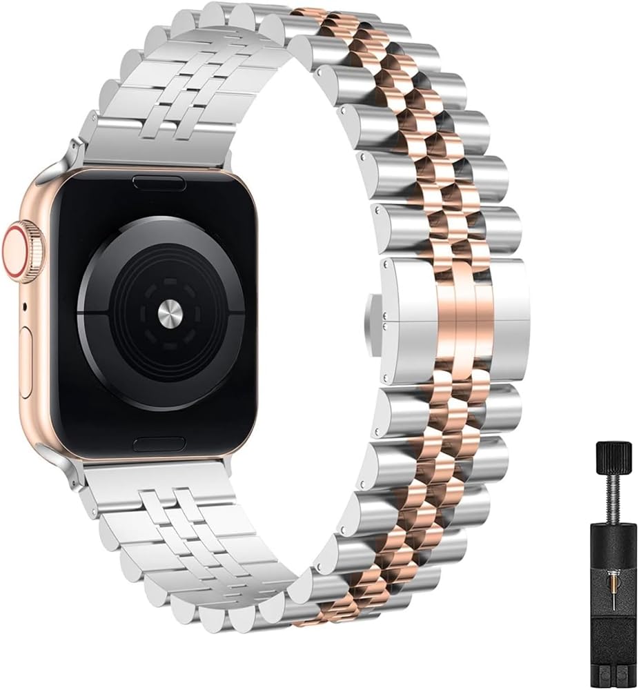 EWEC Apple Watch Uyumlu Jubilee Çelik Kordon - 49/46/45/44/42/41/40/38mm Uyumlu - Apple Watch SE 3/2/1 & Watch Ultra 3/2/1 & Series 11-1