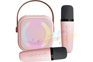 Tivifore Machine de karaoké pour Enfants, Mini Micro Karaoke, Jouets de karaoké pour Enfants et Adultes avec 2 Microphones, Machine de karaoké Portable lumière LED et Effets
