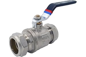 UNVENTED COMPONENTS EUROPE Ball Valve Full Bore Black Lever Compression, 15mm, 22mm and 28mm, Chrome Plated Brass (28mm, 1)