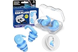 Tapones para los Oídos de Natación, Eargrace 2 pares de Tapones para los Oídos Impermeables y Ultra Cómodos para Nadadores, Ducha, Baño, Surf, Piscina y Otros Deportes Acuáticos (Azul)