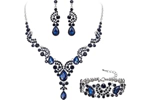 EVER FAITH Kristall Schmuckset Hochzeits Braut Art Deco Floral Teardrop Halskette Ohrringe und Armband Set