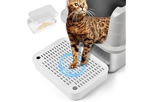 Rolcoassuns Litter Box Ramp, Cat Steps/Stair for Litter Box, Litter Catcher with Filter Function and Non-Slip Rubber Feet, Suitable for Small and Elderly Cats