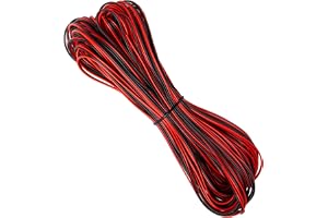 Sixfolo 30M 22AWG 0,3 mm² röd och svart elektrisk trådkabel | 2 trådar PVC-förtennad kopparkabel, flexibel förlängningskabel