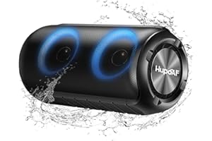 Hupoaf Bluetooth Speaker with Powerful 360° Stereo Sound & Bass, 2025 Speakers Wireless Bluetooth 5.3 with Colourful RGB Lights, IPX7 Waterproof Portable Outdoor Speaker for Home/Party/Travel/Gift