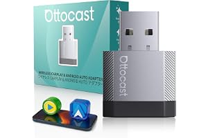 OTTOCAST 2 i 1 Trådlös CarPlay och Android Auto Adapter, Mini Nova 2026 Ultra-Kompakt Wireless Adapter, Stöder ChatGPT Gemini ( .3+), Plug & Play för Bilar med Kabelansluten CarPlay/Android Auto