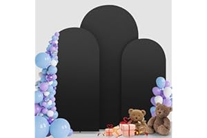 MEKOTRIN Wedding Arch Cover Set of 3 High Elasticity Thicken Arch Backdrop Cover for Wedding Baby Shower Birthday Party Round Top Chiara Arch Cover 4ft 5ft 6ft 7 Colors(Black)