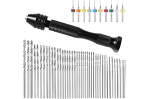 RELAX LOVE 57 Pièces mini perceuse de précision pin foret fraise mini foret modelisme foret bois precision pin vise Outils perceuse à main Foret Fraise Twist 0.3-3mm, PCB de 0.1mm-1mm