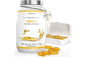 BIOTARY Oméga 3 Huile de poissons | Sauvages 4000 mg | 400 gélules | Pilulier | 720 mg EPA + 480 mg DHA par dose quotidienne | sans additifs | très haute pureté et biodisponibilité