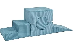 MEOWBABY Parcours de motricité évolutif pour Enfants - Motricité et Escalade éducative pour bébé et Enfant - Aire de Jeux motricité bébé en Mousse, Aesthetic, Turquoise