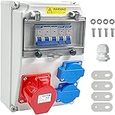 Distribution Box Kit, Bring Circuit Breaker, Sockets, Indoor and Outdoor Construction Power Distribution, Waterproof Power Di
