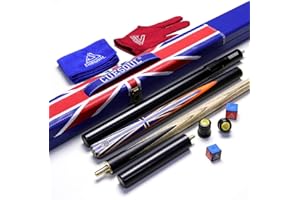CUESOUL 57" Handcraft 3/4 Jointed Ebony Snooker Cue with Union Jack Flag Design