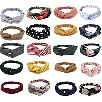GOMING Women's Cloth Boho Headbands Vintage Flower Printing Twisted Criss Cross Elastic Head Wrap Hair Accessories -20…