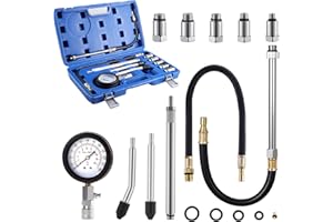 HSEAMALL 11PCS Kit de probador de compresión de cilindro de motor,Petrol Fuel Pressure Gauge Diagnostic Tool,Compression Tester Set for Petrol Engine Automotive Car Motorcycles