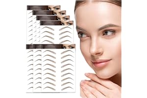AWAVM 7 hojas 4D Tatuajes de cejas impermeables similares al cabello, pegatinas de transferencia de cejas, pegatinas de cuidado y formación en estilo de arco para mujeres, 77 pares (Brown-11)