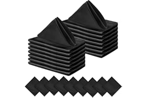 FEQO 20 Pack Satin Napkins Square Satin Dinner Napkins Soft Silk Napkin Table Napkins for Weddings Dinner Restaurant Party Decoration, 17 x 17 inch (Black)