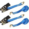 IAZZCO Ratchet Tie Down Straps with Hook - 2 Pack 6M x 25MM Heavy Duty Tie Down Straps with Cam Buckle for Motorcycles/Car/Trailer/Household