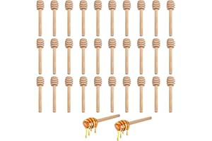 Kamiya 30 Pezzi Spargimiele Legno Piccoli, 8 cm Bastoncini Miele Legno Piccoli, Bastoncino per mescolare in Legno con marmellata di Miele
