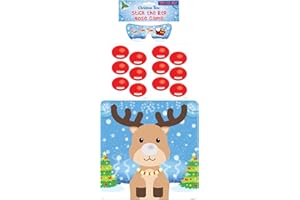HD Novelty Stick the Red Nose on the Reindeer 14pcs Christmas Party Game Rudolph Xmas Family Festive Games Christmas Stocking Filler Party Fillers Christmas Games Xmax