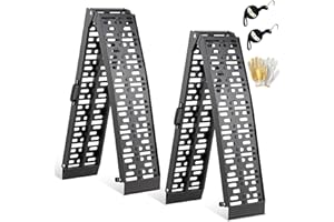 gardhom Rampe de chargement noire en aluminium pour voitures ATV, avec une capacité de charge de 680 kg/paire, durable avec poignée et gants