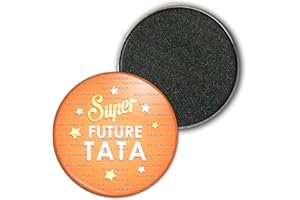 Badgmania Magnet Aimant Frigo 3.8cm Super Future Tata - Etoiles Fond Orange - Annonce Grossesse Naissance