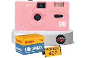 Reusable Film Camera Bundle includes Kodak M35 35mm Film Camera, Kodak 35mm film 36 exposures and Clikoze Tips Card (Pink)