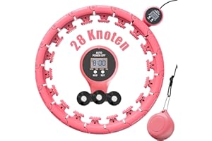 KIMBONNI Weighted Hula Hoop, Hula Hoops with Weight Ball for Adults, 28 Detachable Knots Smart Adjustable Hula Hoop with Counter for Weight Loss Fitness, Auto-Rotation and Thin Waist Exercise, Fit