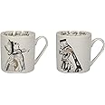 V&A Alice in Wonderland Mug Set in Gift Box, King and Queen of Hearts, Fine China, 350 ml - (Set of 2) , White Black Gold