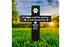 FKGOODAM Dog Memorial Plaque for Garden, Pet Memorial Stake Wooden Cross for Grave, Personalised Memorials Plaques for Dog Remembrance Gifts (Cross)