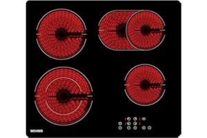WEHIMO Glaskeramikkochfeld 4 Platten 7200W, 4 Kochzonen (2200W+2000W+1800W+1200W), 9 Heizstufen, Berührungssteuerung, Kindersicherung, 1-99 Timer, Geeignet für Alle Töpfe