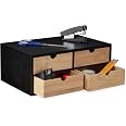 Relaxdays Schreibtisch Organizer, 4 Schubladen, Bambus & MDF, Schreibtischbutler Büro, HBT