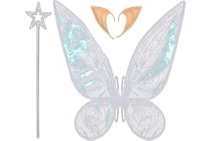 JOOVCC Feenflügel Erwachsene, Fairy Wings für Adult Erwachsene Feen Flügel Feen Kostüm Damen für Winx Club Kostüm für Karneval Halloween Weihnachten Rollenspiele Comic Con Themed Party (Weiß)