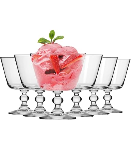 LAV Crema Dessertschalen Aus Glas – 165 Ml, 6 Stück, Spülmaschinengeeignet, Für Eis & Süßspeisen