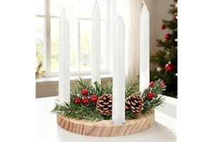 BOYATONG Świecznik, wieniec adwentowy z liczbami 1-4 drewnianymi, mały wieniec adwentowy, drewniany, okrągły, na 4 świece (Ø 2,3 cm), nowoczesny bukiet adwentowy, dekoracja świąteczna, stół