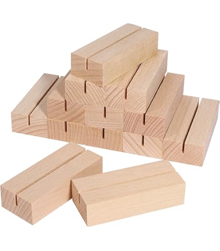 LIOUCBD 24Pcs Rustic Wood Place Card Holders, Wooden Table