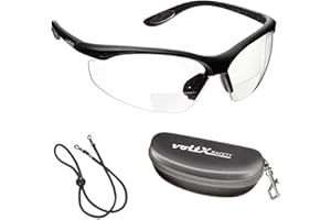 voltX 'CONSTRUCTOR' Occhiali di sicurezza da lettura BIFOCALI con certificazione CE EN166F/Occhiali da ciclismo (TRASPARENTI) Lente UV400 antiappannamento, include cavo di sicurezza.