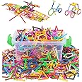 LONTG Construction Building Blocks Smart Bar Set Assembling 3D Puzzle Toys Kit with Interlocking Sticks Geometry Intelligent Learning Education Toys with Toy Storage Box
